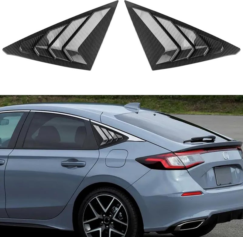Thenice for 11th Gen Civic Racing Style Rear Side Window Louvers Air Vent Scoop Shades Cover Blinds Compatible with Honda Civic Hatchabck Type R 2022 2023 2024 -Carbon Fiber Texture - Image 1